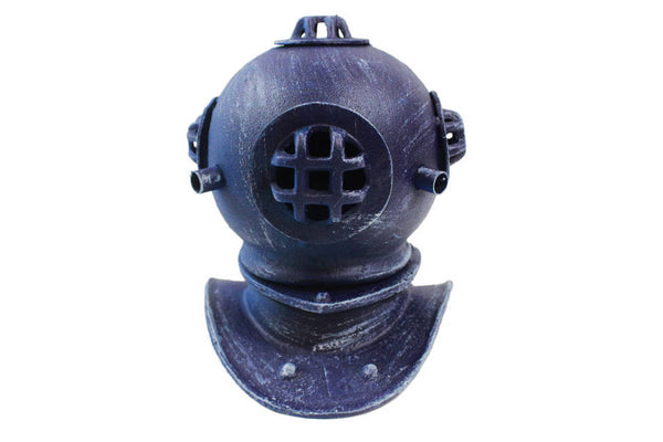 Rustic Dark Blue Cast Iron Decorative Divers Helmet 9"
