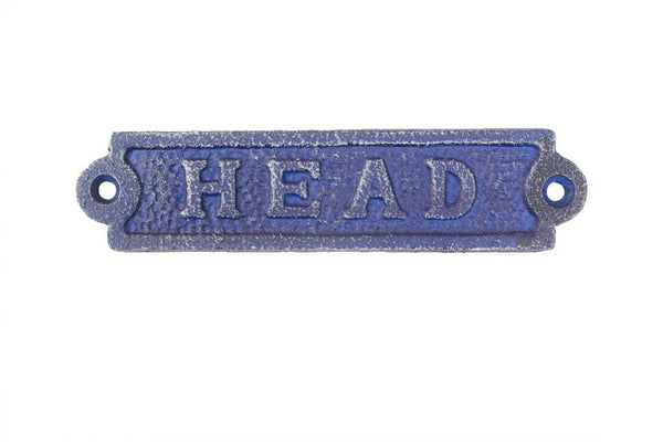 Rustic Dark Blue Cast Iron Head Sign 6"