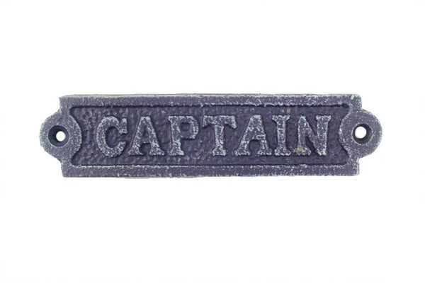 Rustic Dark Blue Cast Iron Captain Sign 6"