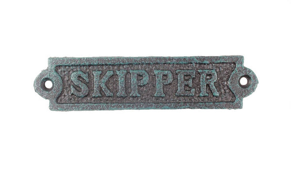 Seaworn Blue Cast Iron Skipper Sign 6"