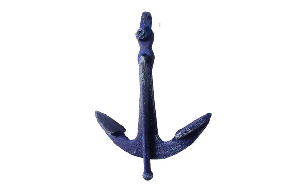 Rustic Dark Blue Cast Iron Anchor Paperweight 5"