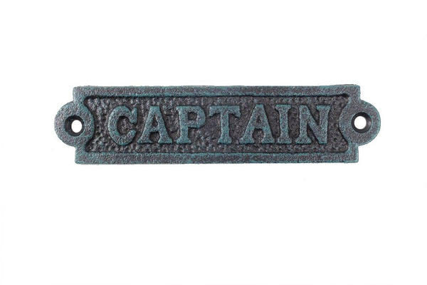 Seaworn Blue Cast Iron Captain Sign 6"