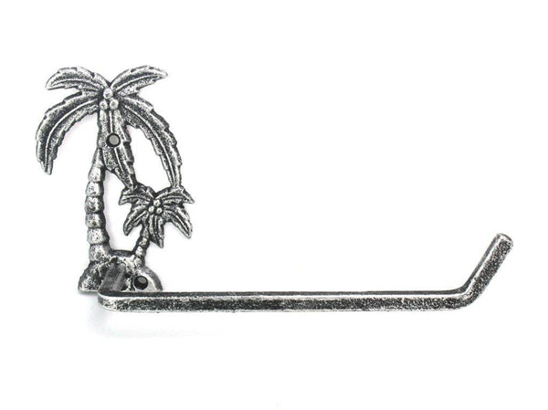 Antique Silver Cast Iron Palm Tree Toilet Paper Holder 10"