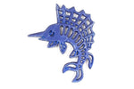 Rustic Dark Blue Cast Iron Marlin Trivet 8"
