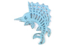 Rustic Light Blue Cast Iron Marlin Trivet 8"