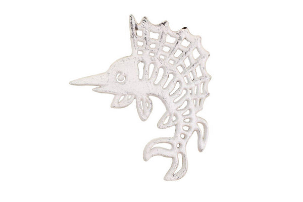 Rusitc Whitewashed Cast Iron Marlin Trivet 8"