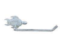 Whitewashed Cast Iron Sea Turtle Toilet Paper Holder 10"