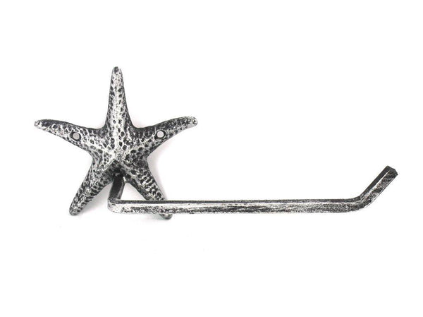 Antique Silver Cast Iron Starfish Toilet Paper Holder 10"
