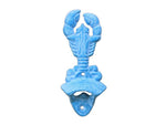 Light Blue Whitewashed Cast Iron Wall Mounted Lobster Bottle Opener 6"