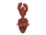 Rustic Red Cast Iron Wall Mounted Lobster Bottle Opener 6"