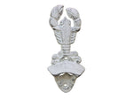 Whitewashed Cast Iron Wall Mounted Lobster Bottle Opener 6"