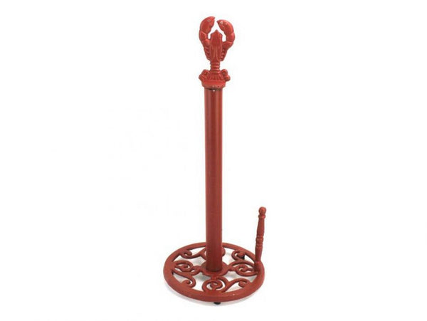 Rustic Red Cast Iron Lobster Paper Towel Holder 16"