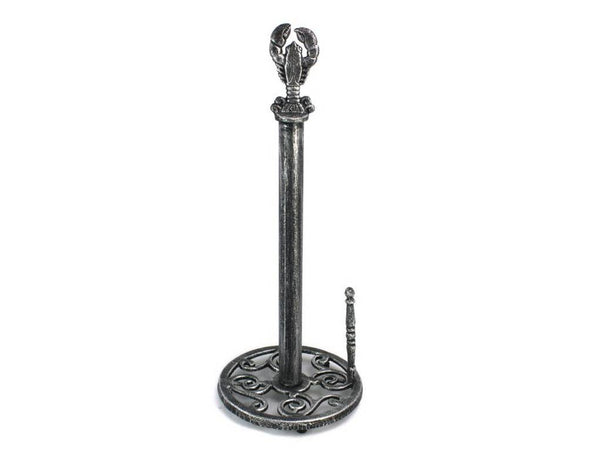 Antique Silver Cast Iron Lobster Paper Towel Holder 16"
