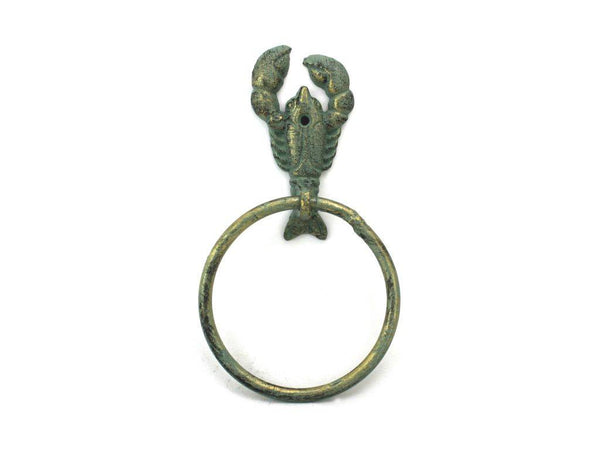 Antique Bronze Cast Iron Lobster Towel Holder 9"