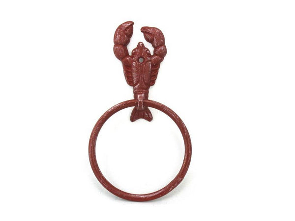 Rustic Red Cast Iron Lobster Towel Holder 9"