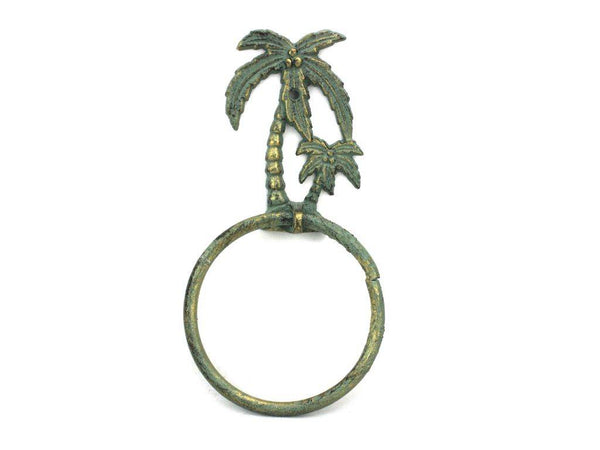 Antique Bronze Cast Iron Palm Tree Towel Holder 9"