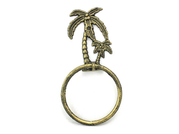 Antique Gold Cast Iron Palm Tree Towel Holder 9"