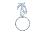 Whitewashed Cast Iron Palm Tree Towel Holder 9"