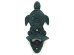 Seaworn Blue Cast Iron Wall Mounted Sea Turtle Bottle Opener 6"