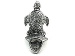 Antique Silver Cast Iron Wall Mounted Sea Turtle Bottle Opener 6"