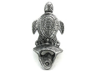 Antique Silver Cast Iron Wall Mounted Sea Turtle Bottle Opener 6"