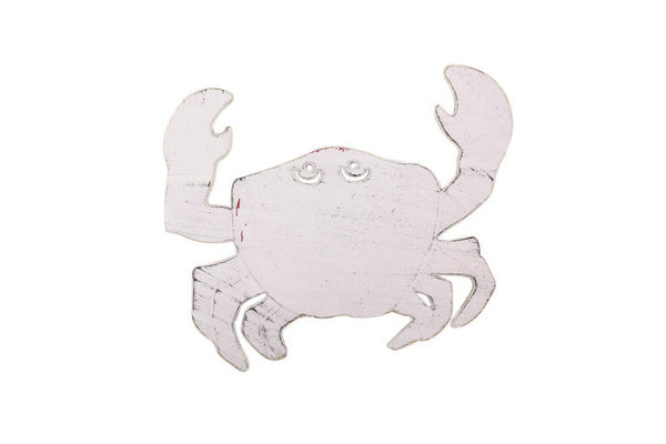 Rustic Whitewashed Cast Iron Crab Trivet 11"