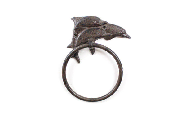 Cast Iron Decorative Dolphins Towel Holder 7"