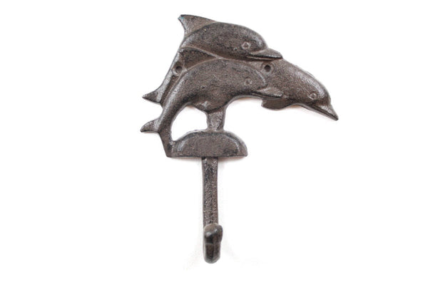 Cast Iron Decorative Dolphins Wall Hook 6"