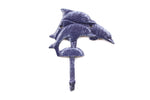 Rustic Dark Blue Cast Iron Dolphins Wall Hook 6"