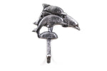 Rustic Silver Cast Iron Dolphins Wall Hook 6"
