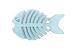 Rustic Light Blue Cast Iron Fish Bone Trivet 11"