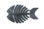 Seaworn Blue Cast Iron Fish Bone Trivet 11"