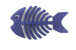 Rustic Dark Blue Cast Iron Fish Bone Trivet 11"