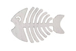 Rustic Whitewashed Cast Iron Fish Bone Trivet 11"