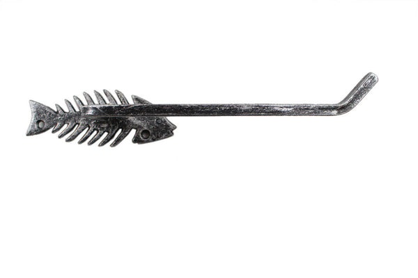 Rustic Silver Cast Iron Decorative Fish Bone Toilet Paper Holder 11"