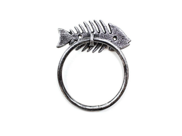 Rustic Silver Cast Iron Fish Bone Towel Holder 5.5"