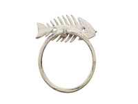 Whitewashed Cast Iron Fish Bone Towel Holder 5.5"