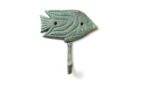 Antique Seaworn Bronze Cast Iron Angel Fish Wall Hook 5"