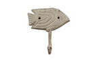 Whitewashed Cast Iron Angel Fish Wall Hook 5"