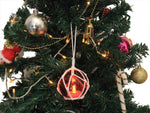 LED Lighted Orange Japanese Glass Ball Fishing Float with White Netting Christmas Tree Ornament 3"