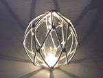 Tabletop LED Lighted Clear Japanese Glass Ball Fishing Float with White Netting Decoration 6"