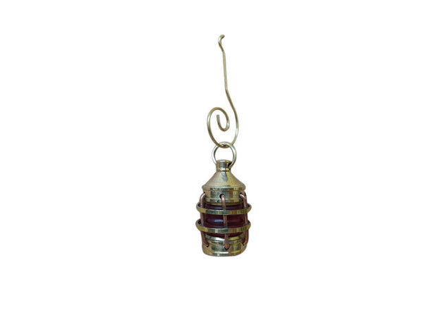 Solid Brass Anchor Red Lantern Christmas Ornament 4"