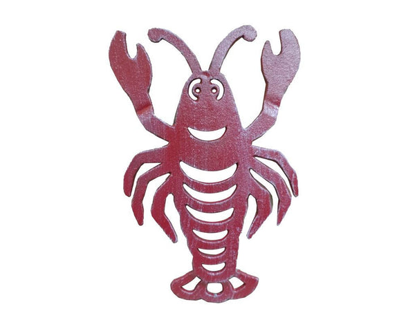 Rustic Red Whitewashed Cast Iron Lobster Trivet 11"