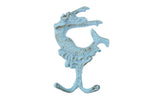 Rustic Light Blue Cast Iron Mermaid Key Hook 6"