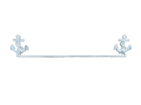 Whitewashed Cast Iron Anchor Bath Towel Holder 27"