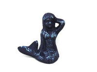 Rustic Dark Blue Cast Iron Sitting Mermaid Paperweight 3"