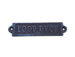 Rustic Dark Blue Cast Iron Poop Deck Sign 6"