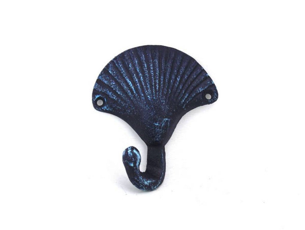 Rustic Dark Blue Seashell Hook 6"