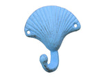 Rustic Light Blue Seashell Hook 6"