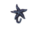 Rustic Dark Blue Cast Iron Starfish Hook 6"